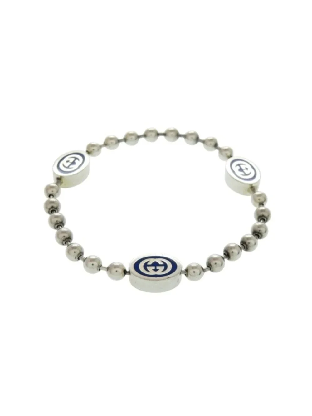 Gucci Ball Chain Bracelet Interlocking 925 Sterling Silver